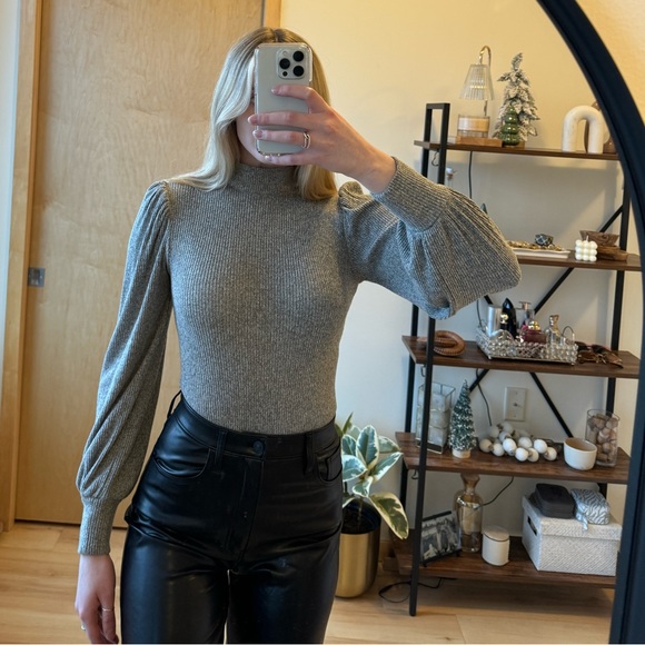 Express Ballon Sleeve Ribbed Sweater Bodysuit - Picture 5 of 7